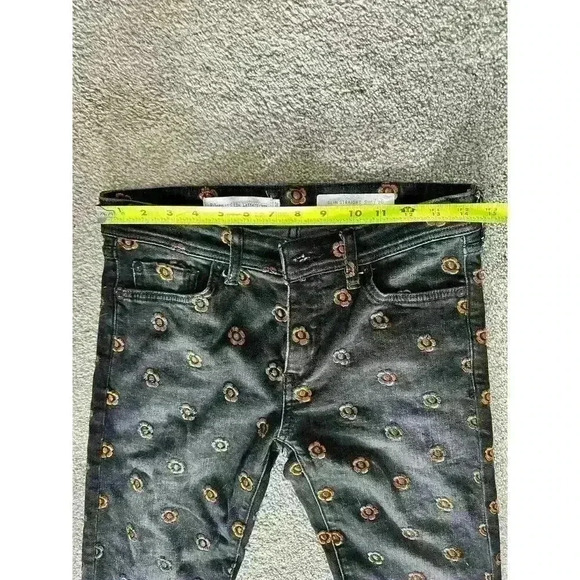 Pilcro and the Letterpress Black and Rose Gold Floral Embroidered Jeans Sz 26 - Picture 6 of 7